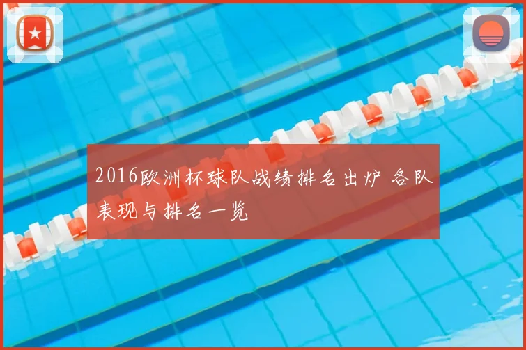 2016欧洲杯球队战绩排名出炉 各队表现与排名一览